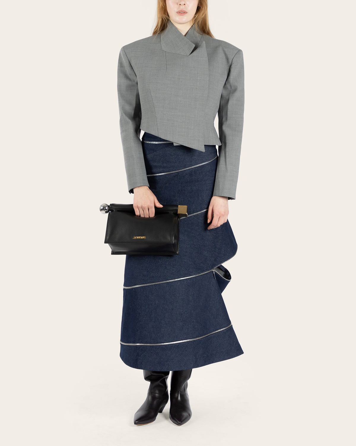 High Waisted Multi Strap Denim Skirt