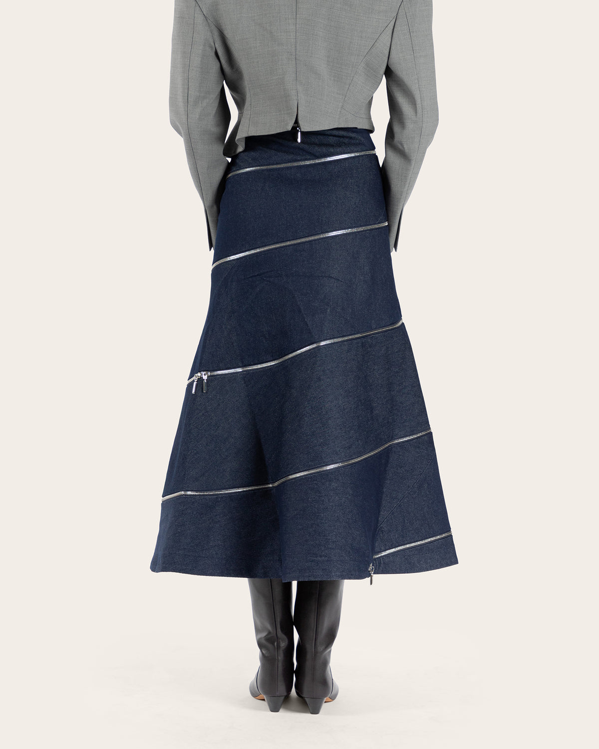 High Waisted Multi Strap Denim Skirt
