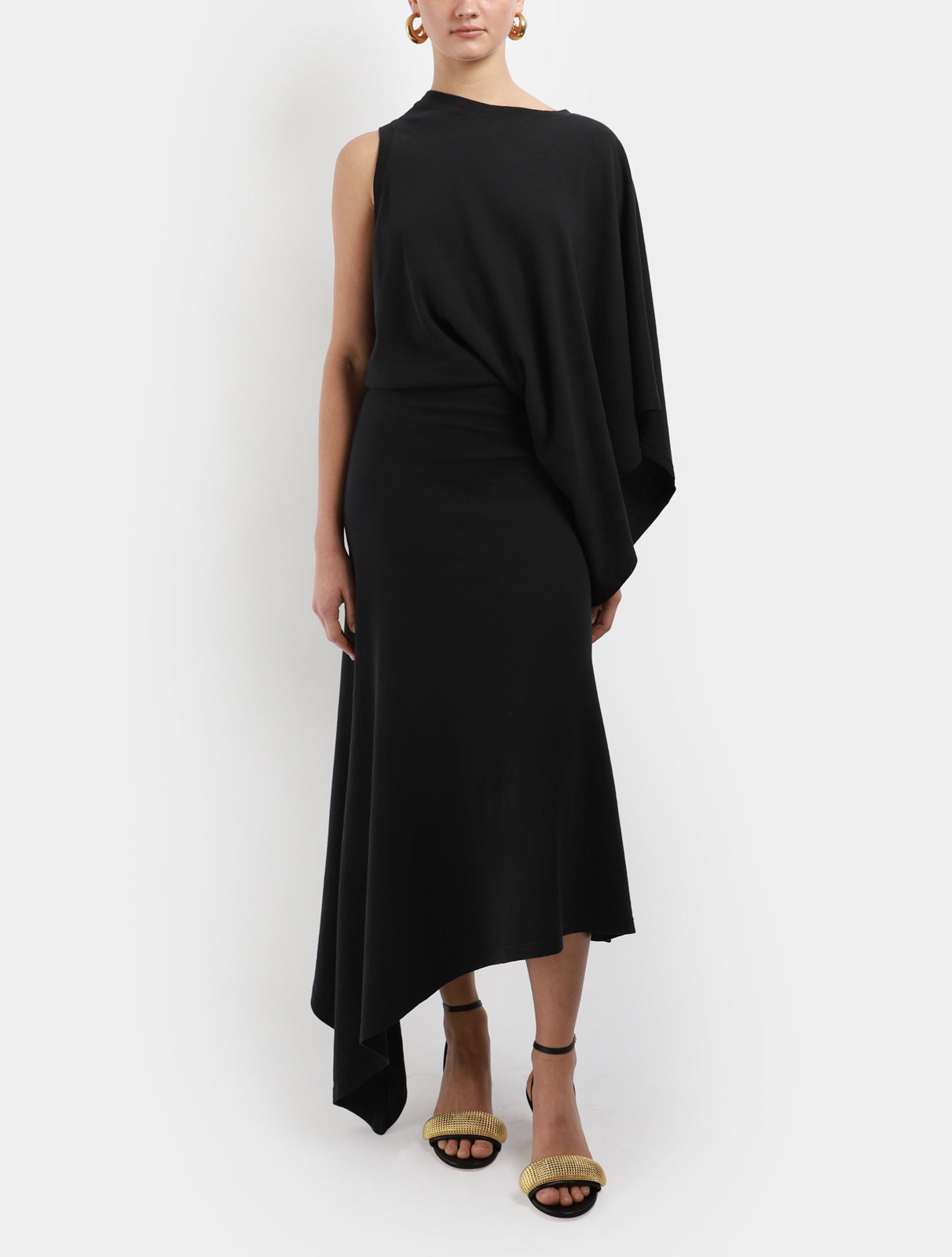 Asymmetric One-Sleeve Maxi Dress