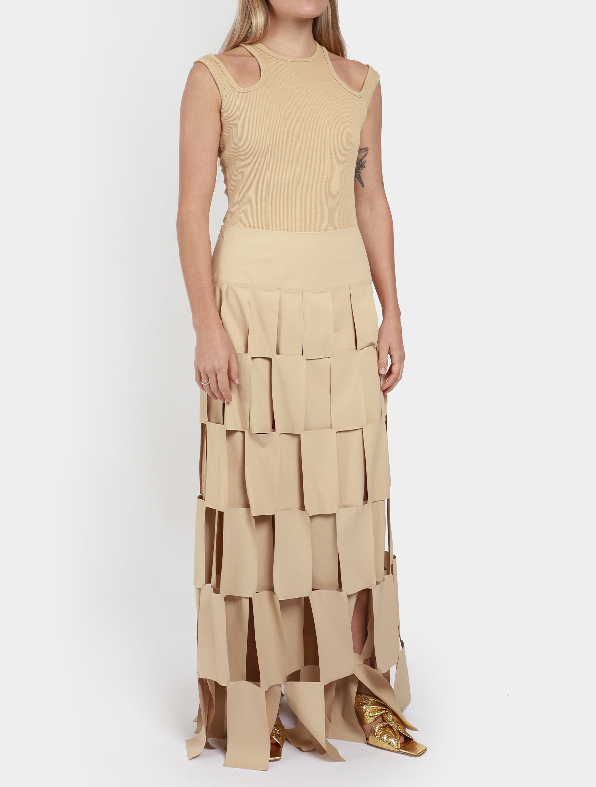Rectangle Maxi Double-Layered Skirt