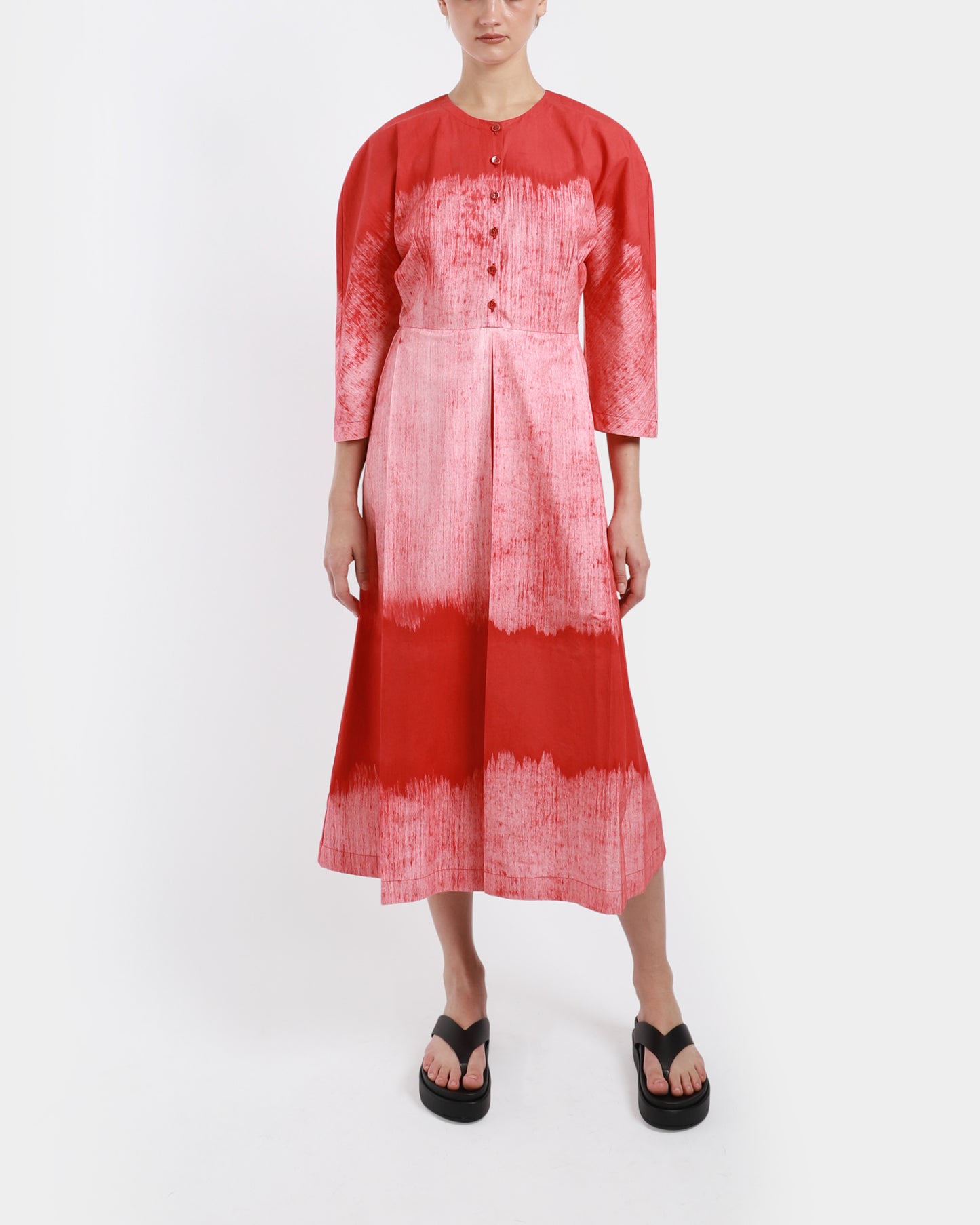 Block Printed Box Pleated Dress