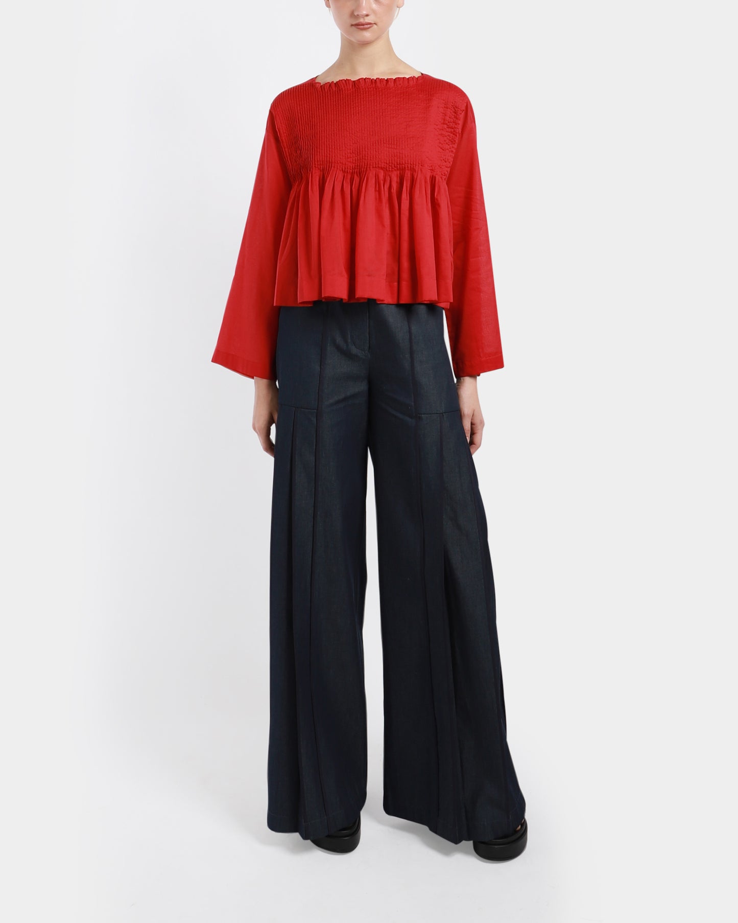 Denim Panelled Binding Trousers