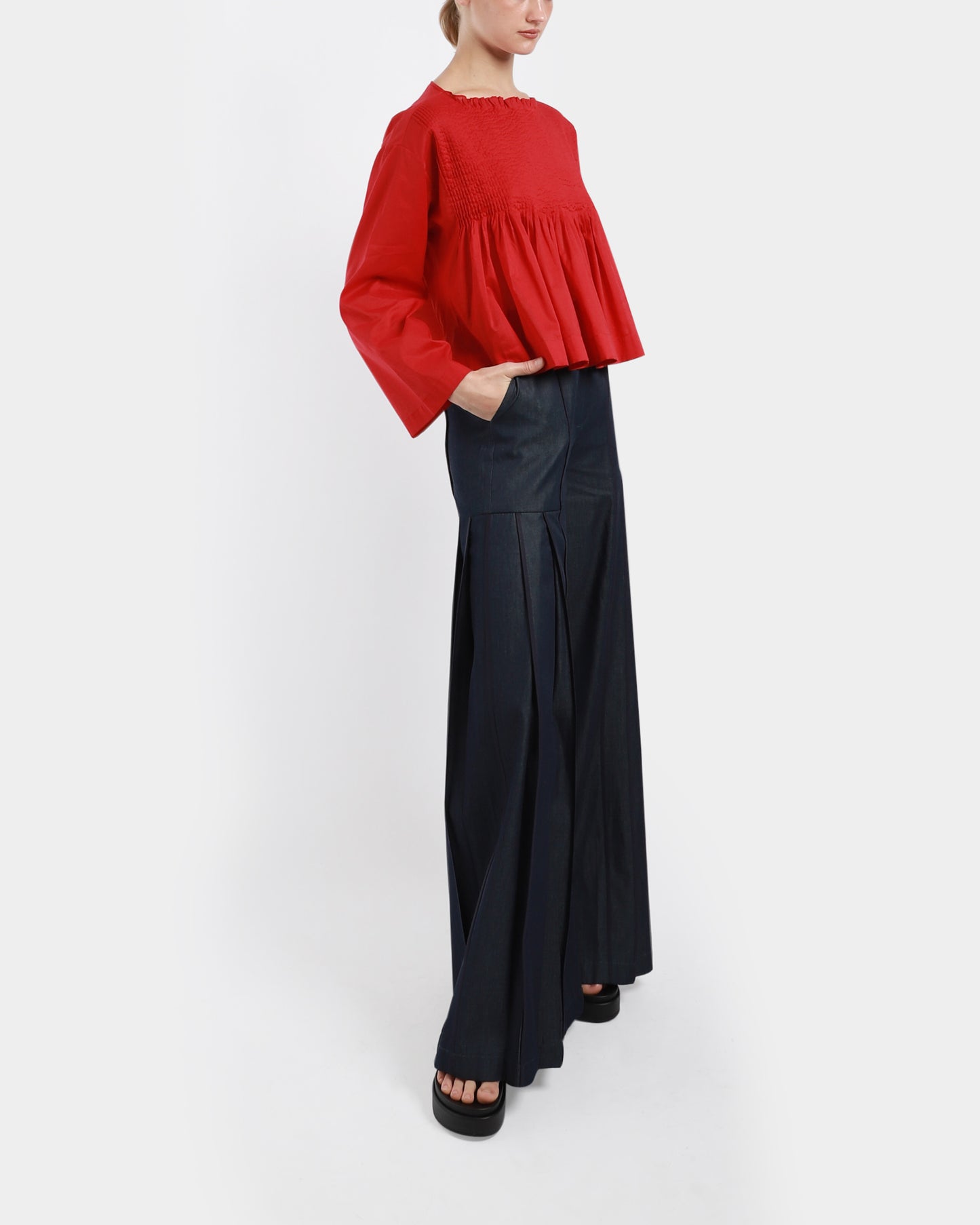 Denim Panelled Binding Trousers