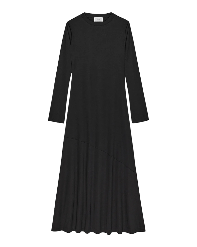 caes-long-jersey-seam-detail-dress-black