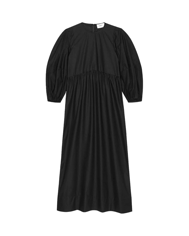 caes-round-sleeve-long-dress-black