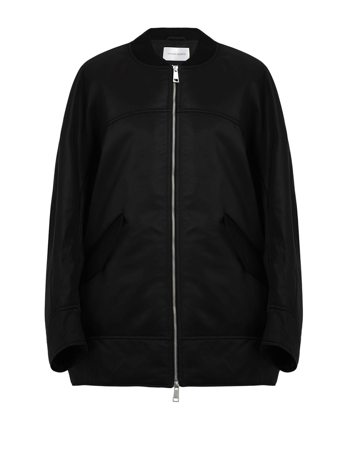 long bomber jacket black