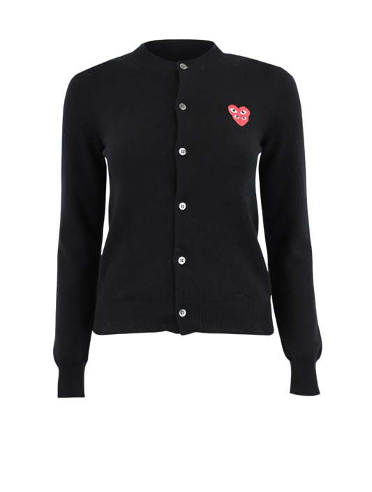 Double Eye Heart Cardigan - Black