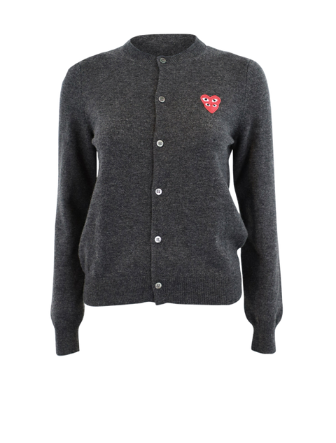 Double Eye Heart Cardigan - Dark Grey