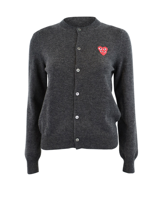 Double Eye Heart Cardigan - Dark Grey