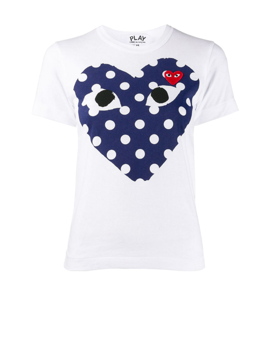 Navy Polka Print Large Heart T-Shirt