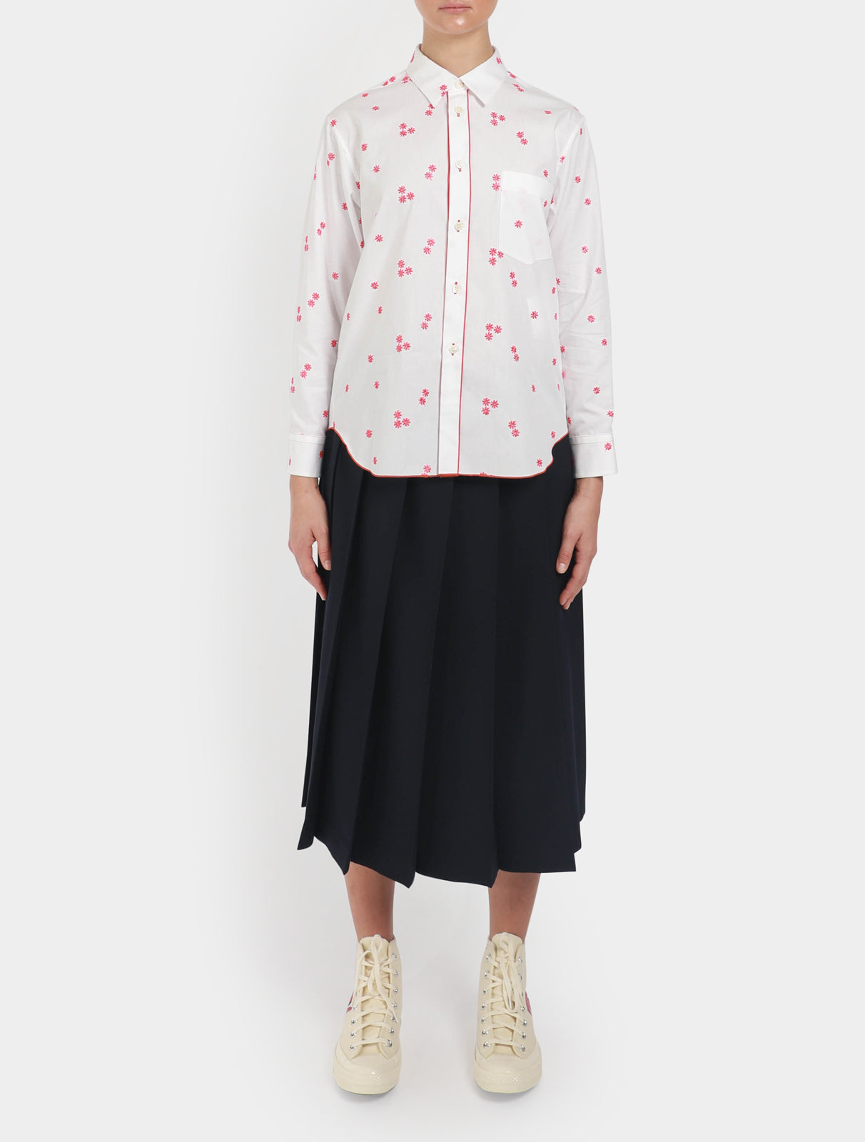 Flower Embroidered Shirt