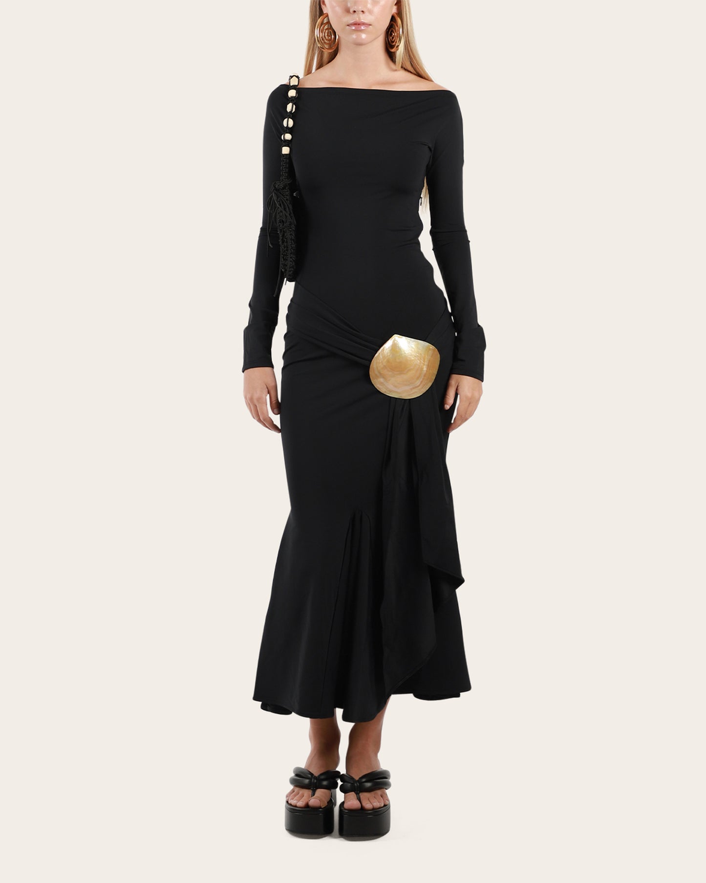 Recycled Spandex Shell Belt Dress