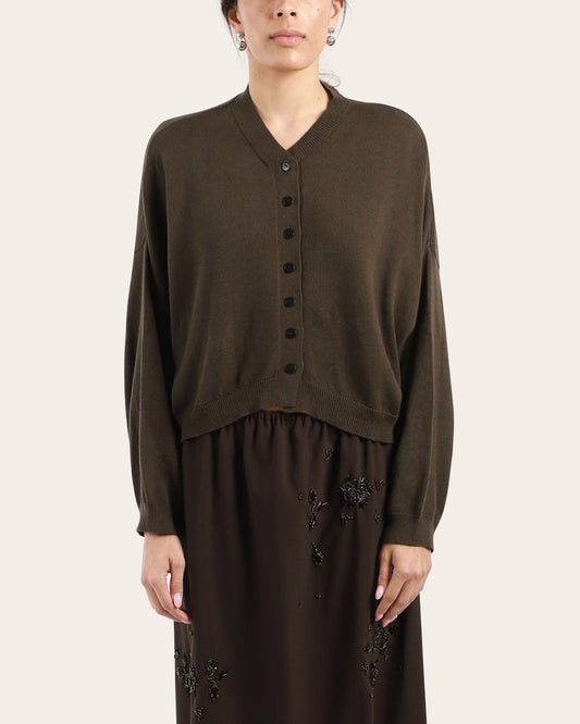 Cotton & Cashmere Cardigan Dark Moss