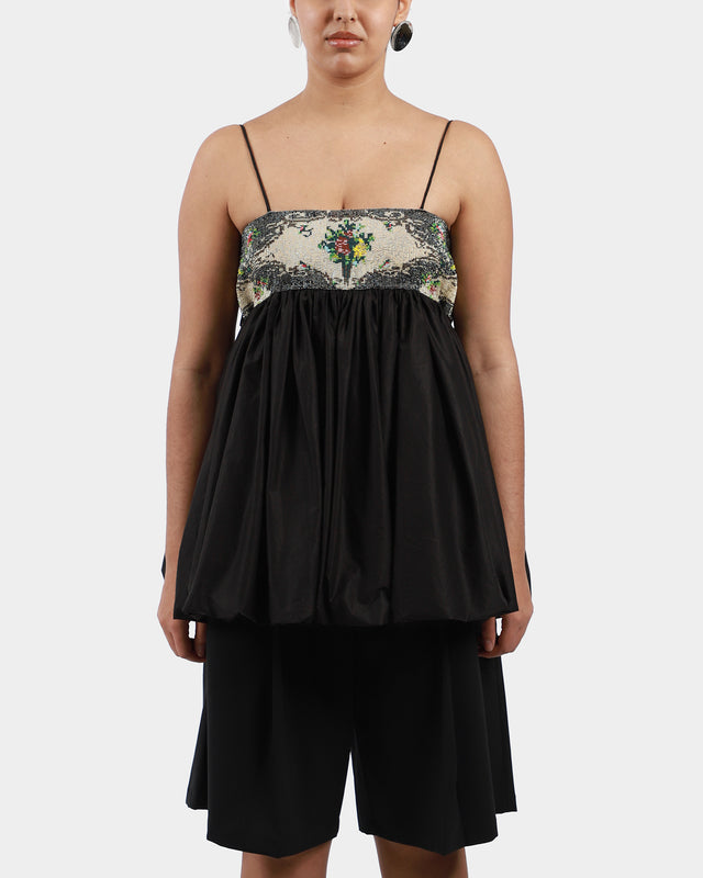 Handmade Beaded Mini Dress Black