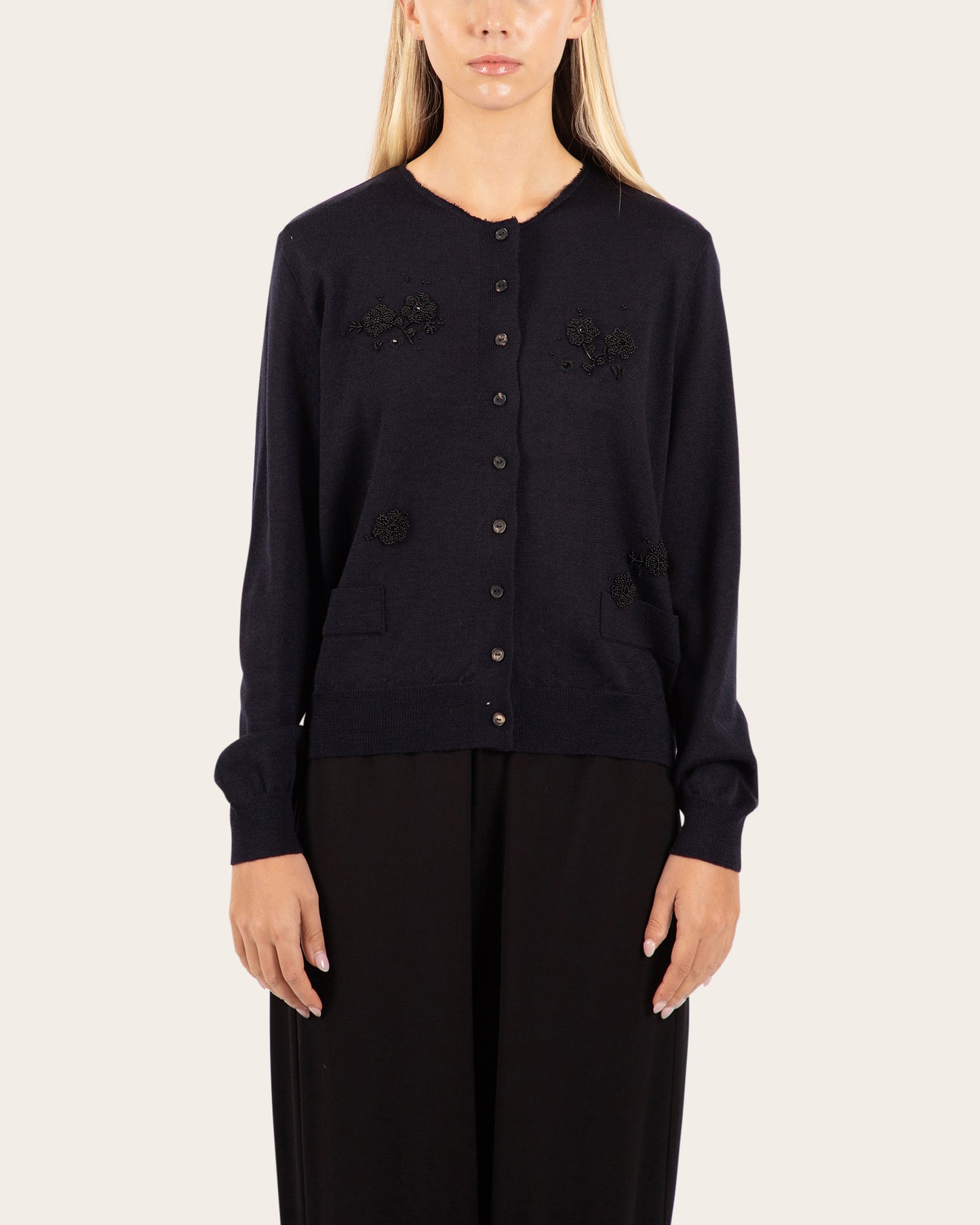 Merino Wool Embellished Cardigan