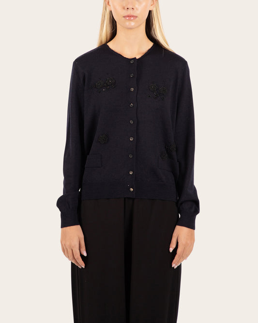 Merino Wool Embellished Cardigan