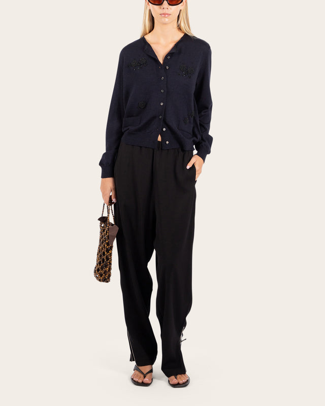 Merino Wool Embellished Cardigan