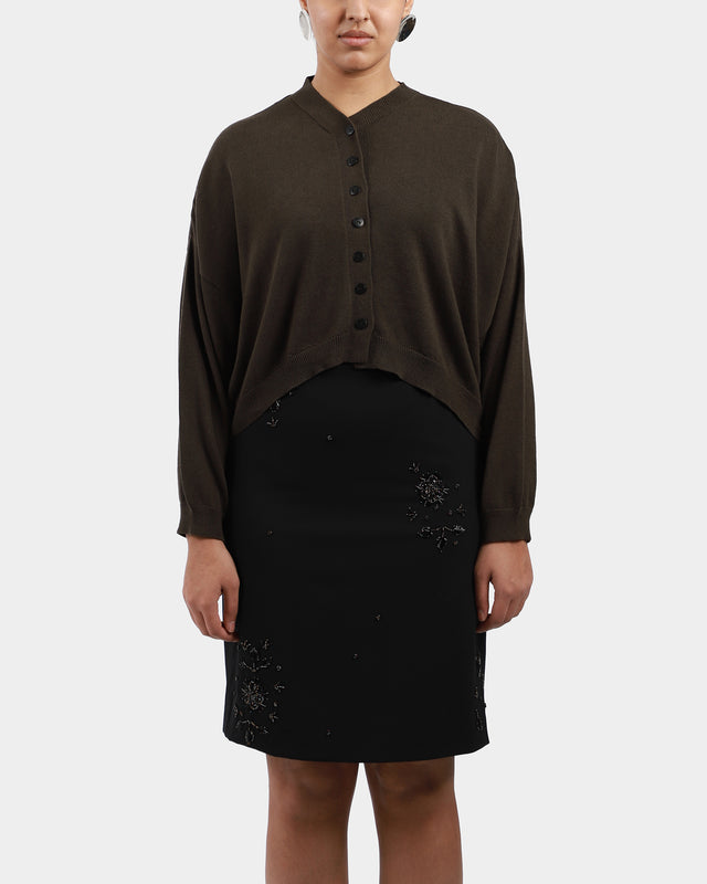 Cotton & Cashmere Cardigan Dark Moss