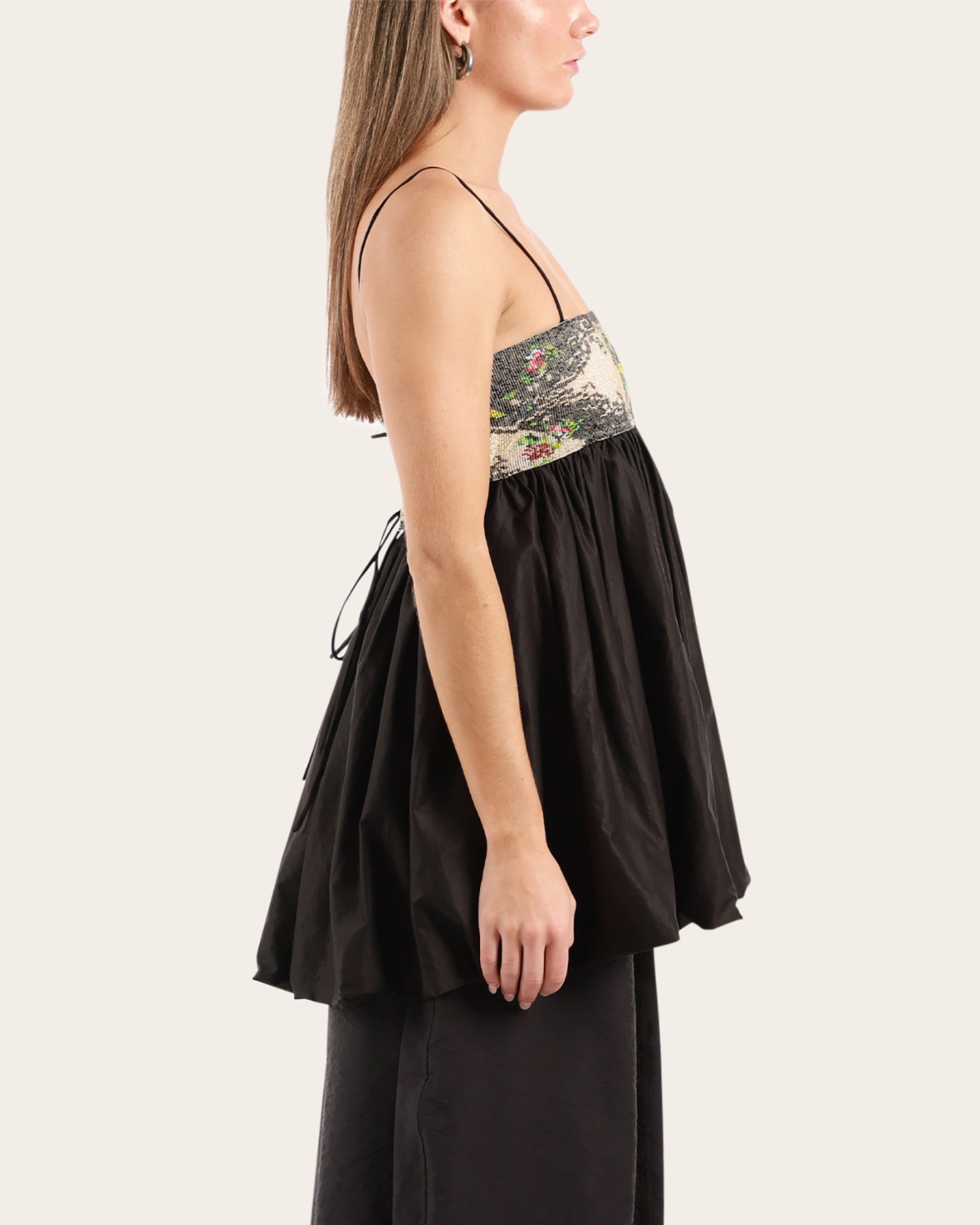 Handmade Beaded Mini Dress Black