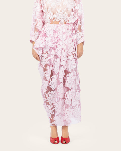 Asymmetric Wrap Lace Skirt
