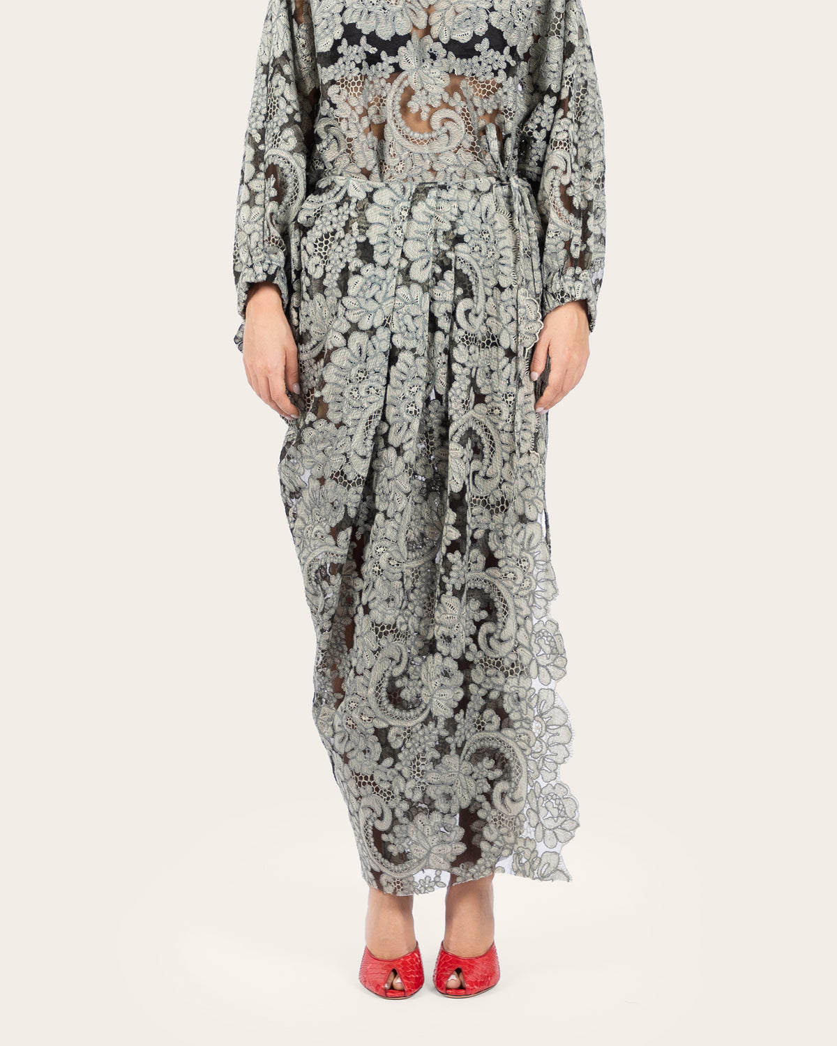 Asymmetric Wrap Lace Skirt
