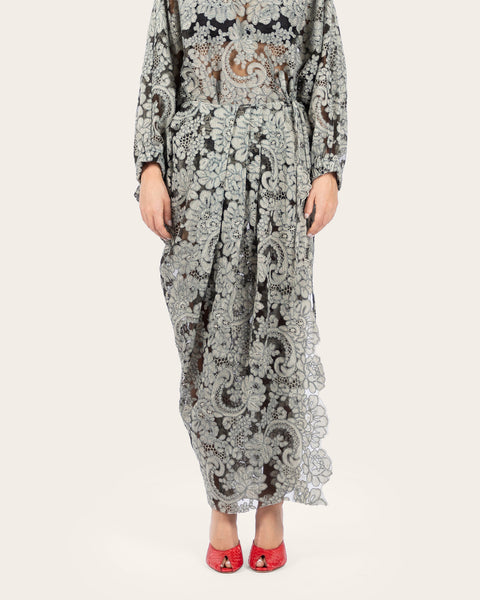 Asymmetric Wrap Lace Skirt