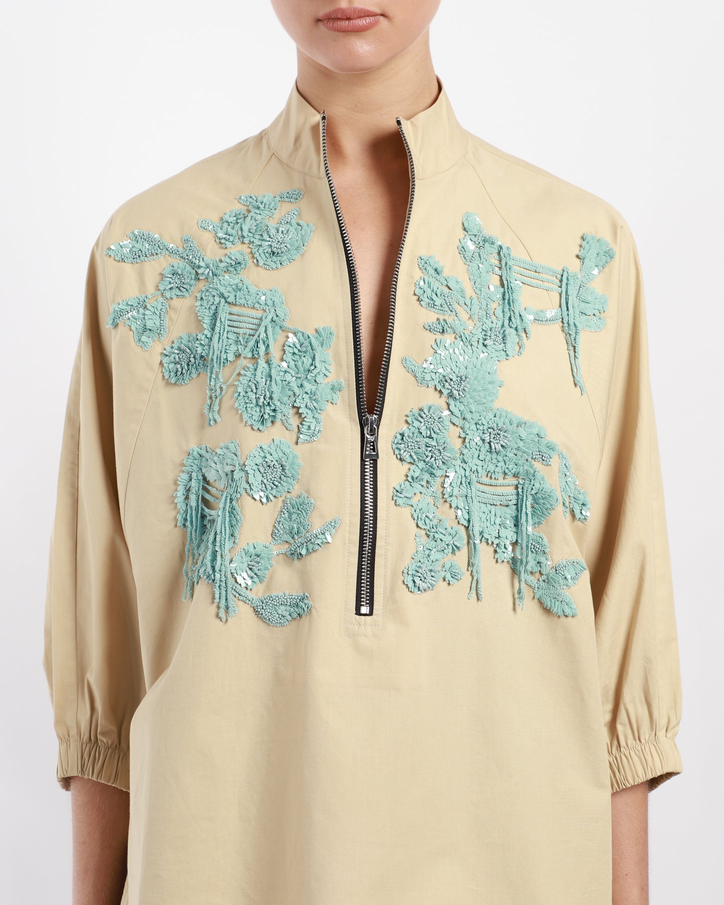 Bouquet Zip-Up Batwing  Shirt