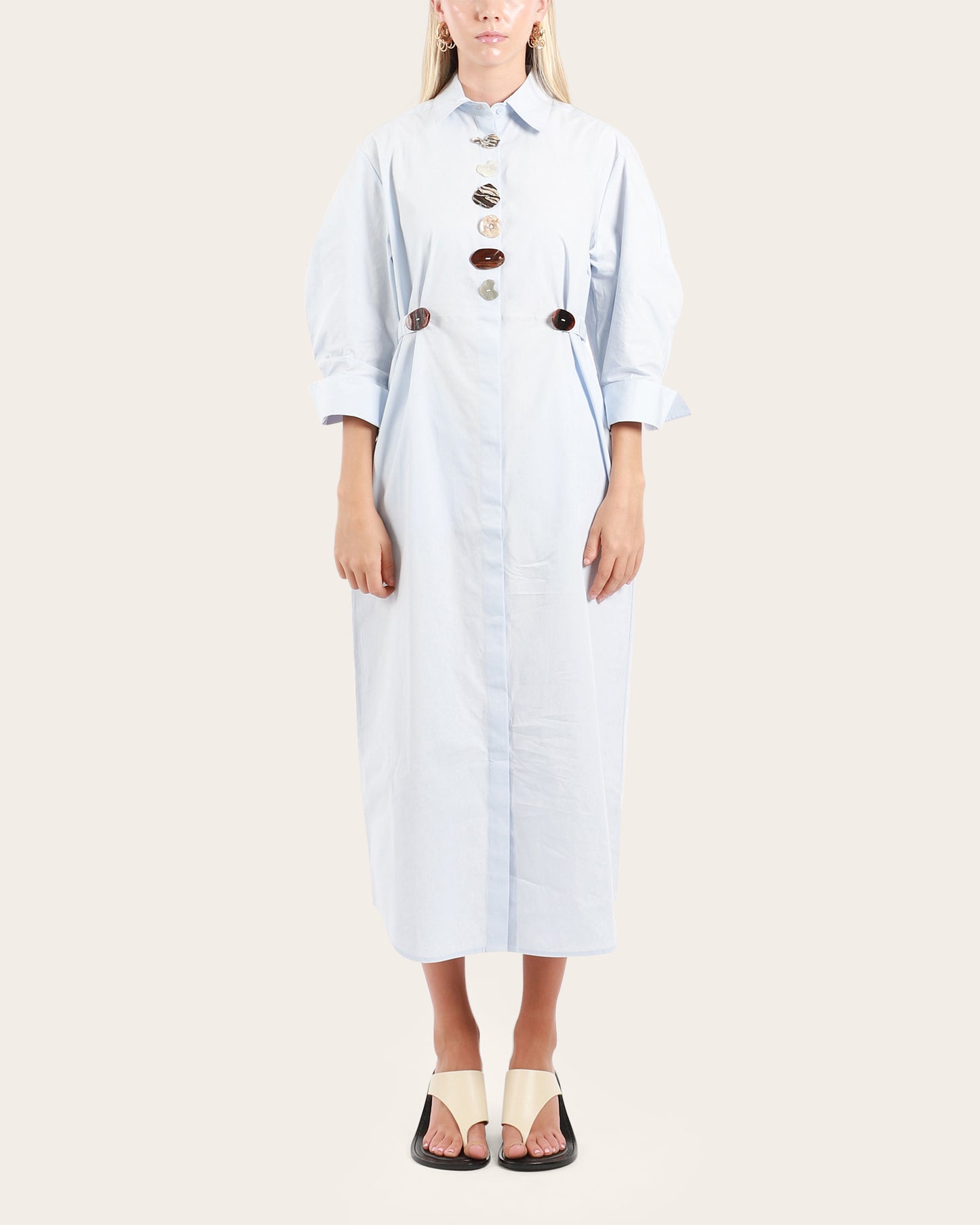 Button Belted Dress