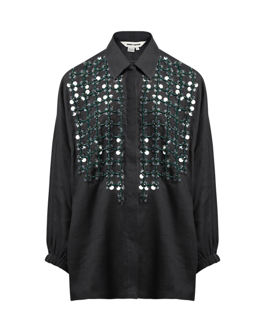 Crystal Grid Batwing Shirt