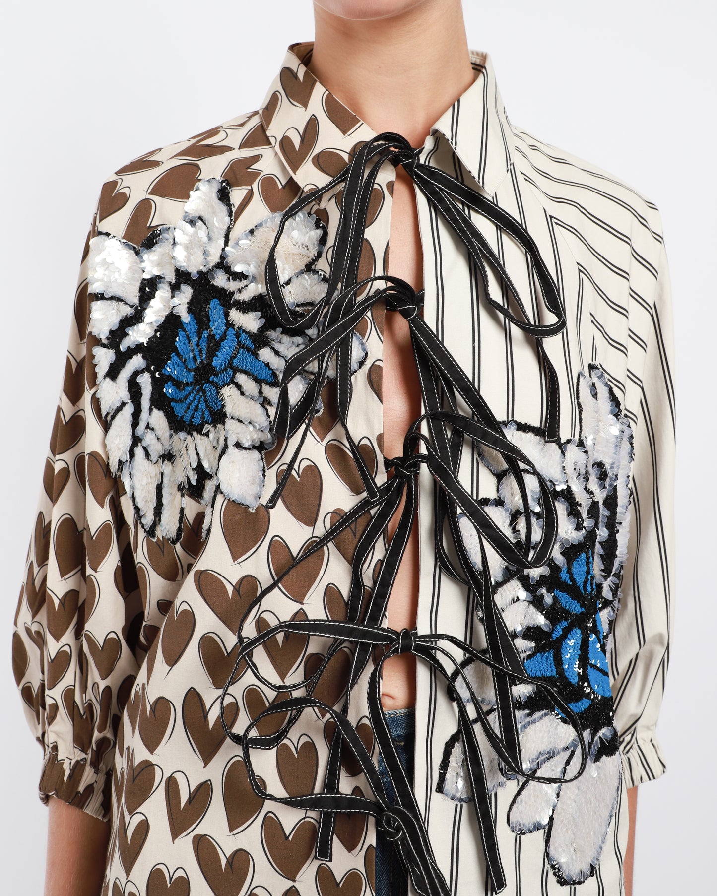 Tie-Up Half Print Shirt