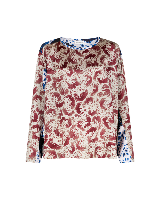 Caias Duo Print Satin Blouse