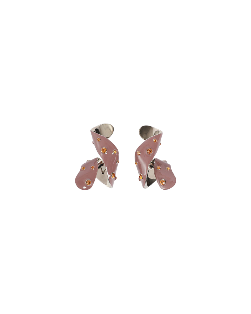 Enamel Crystal Twist Earrings