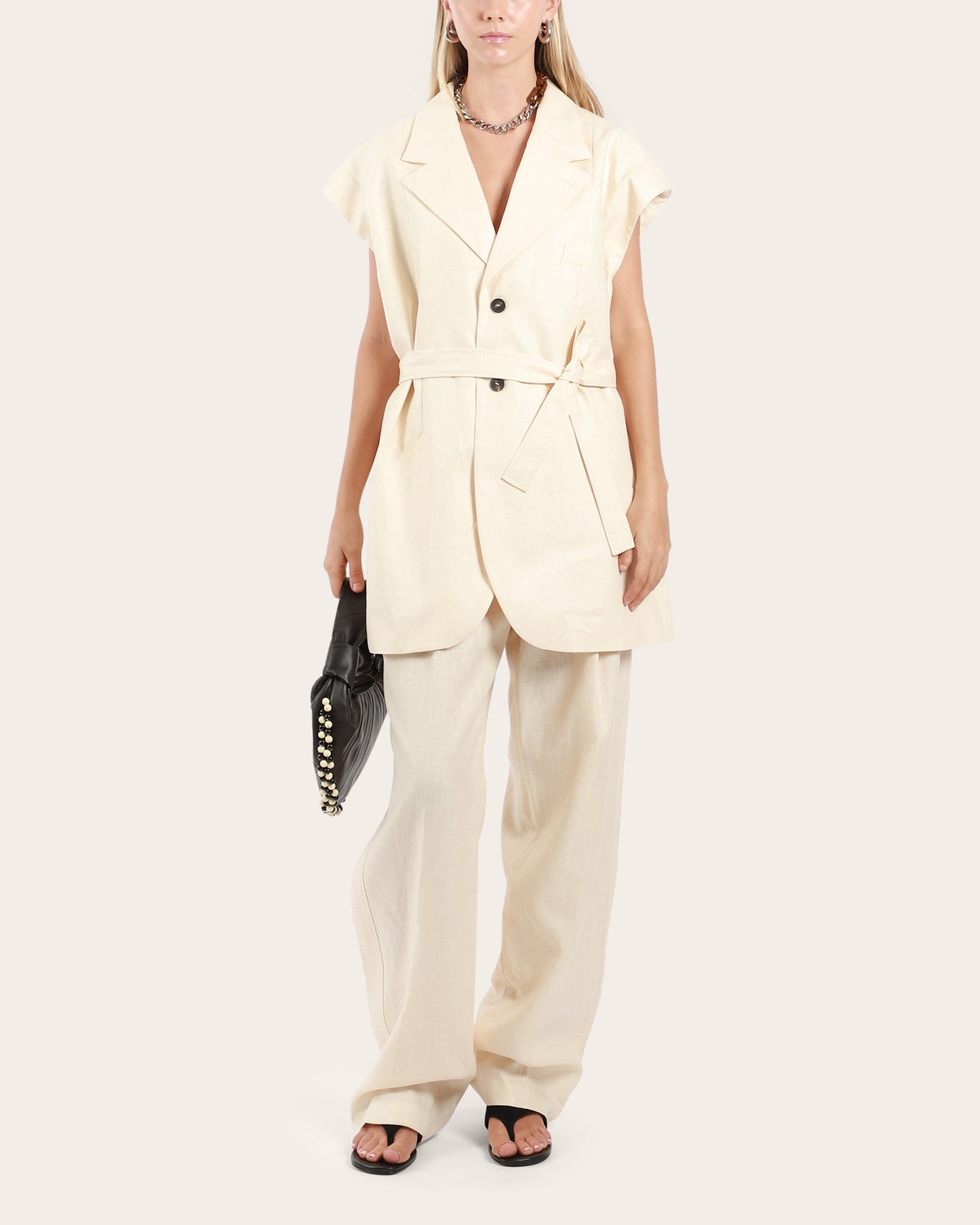 Sleeveless Wrap Blazer