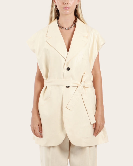 Sleeveless Wrap Blazer