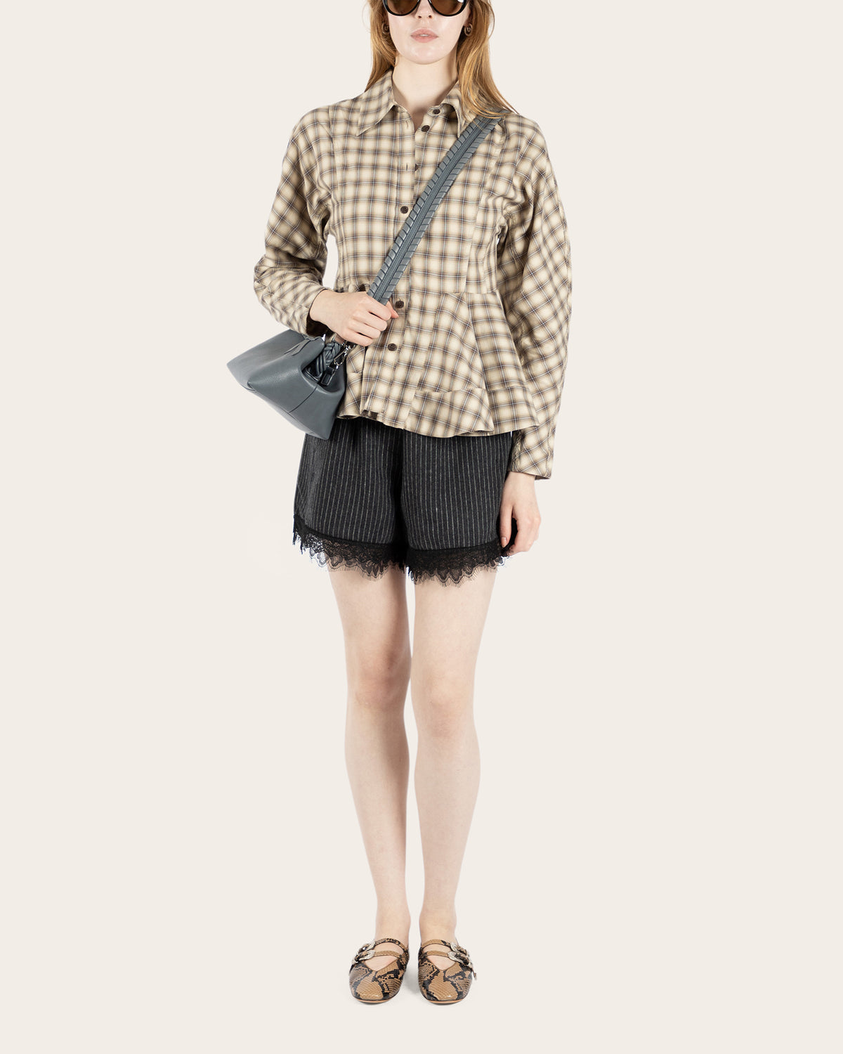Check Flannel Peplum Shirt