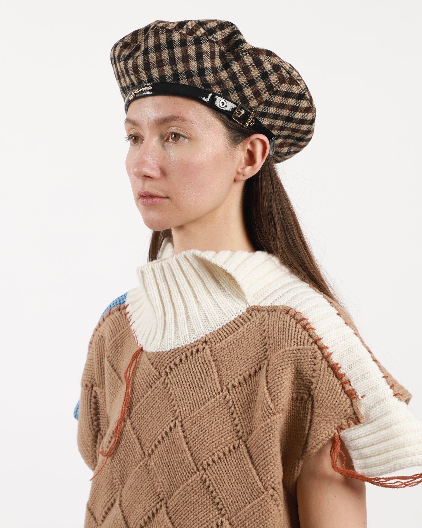 Checked Wool Beret