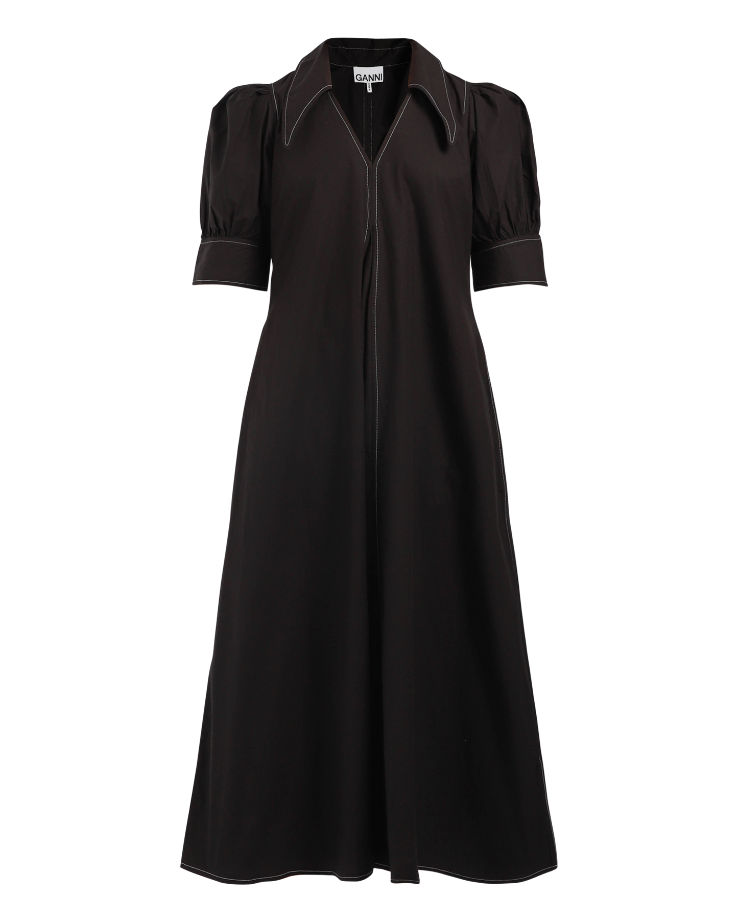 Cotton Poplin V-Neck Maxi Dress