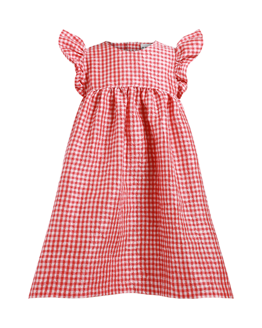 Crinkled Taffeta Check Mini Dress