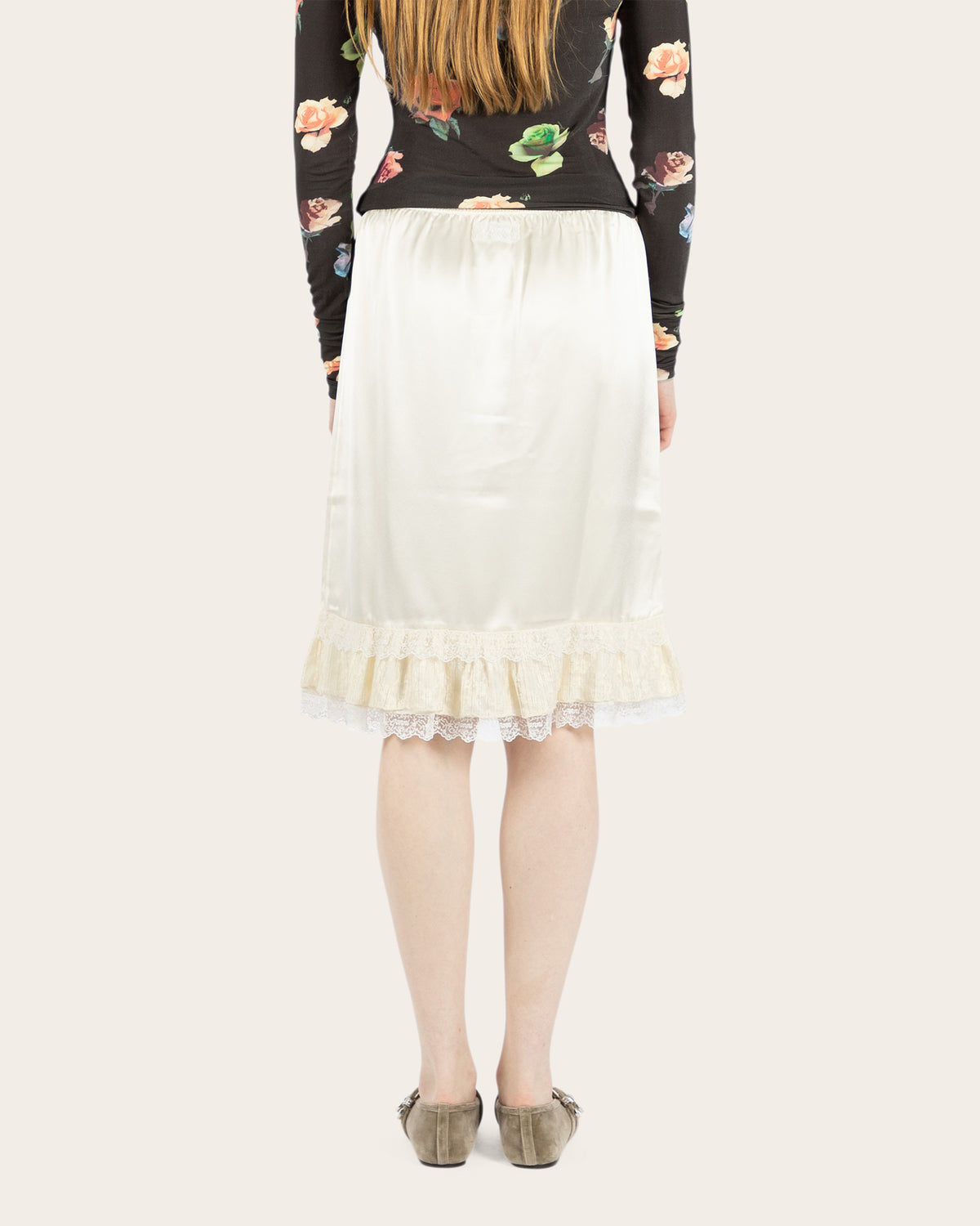 Fluid Satin Frill Skirt
