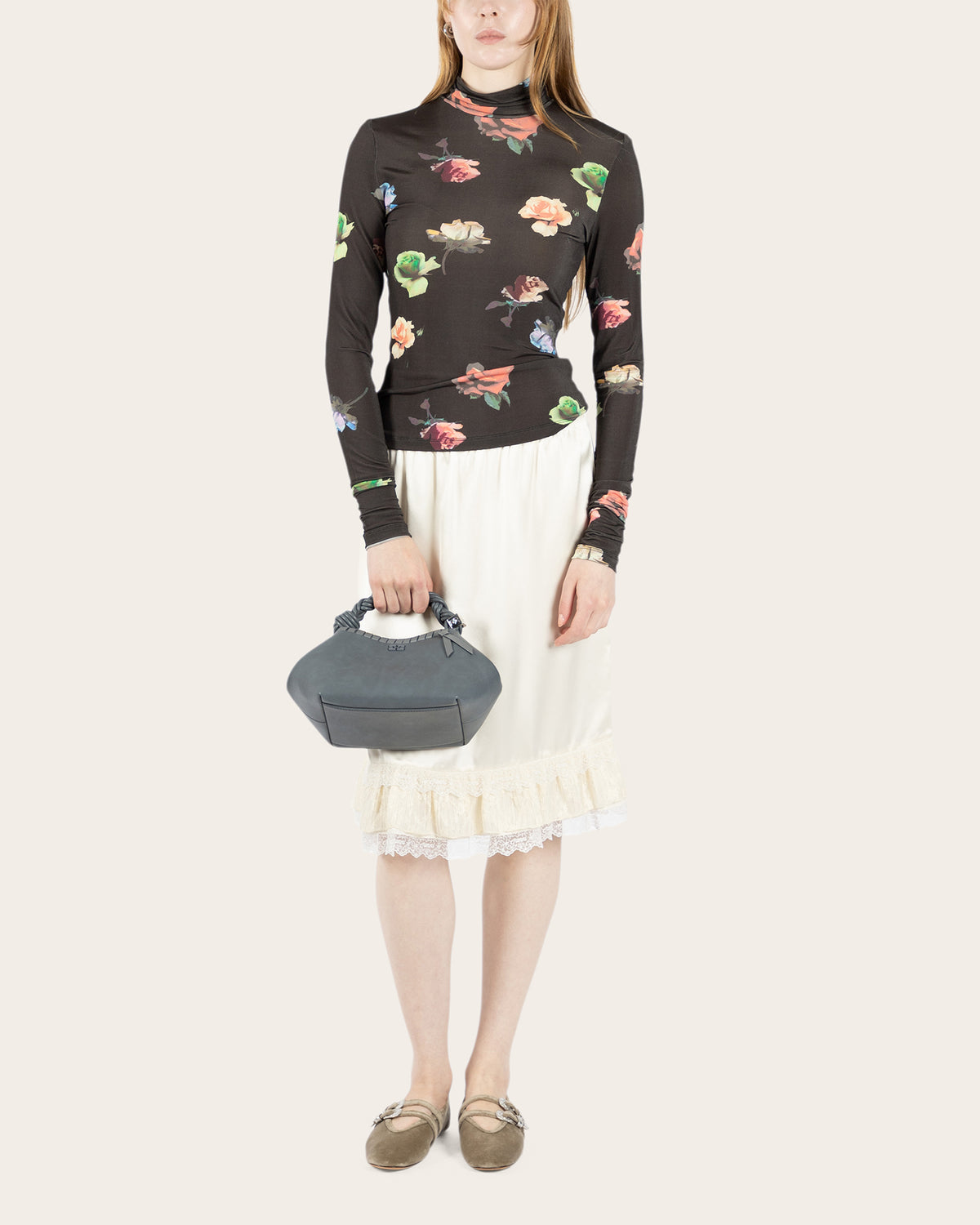 Fluid Satin Frill Skirt