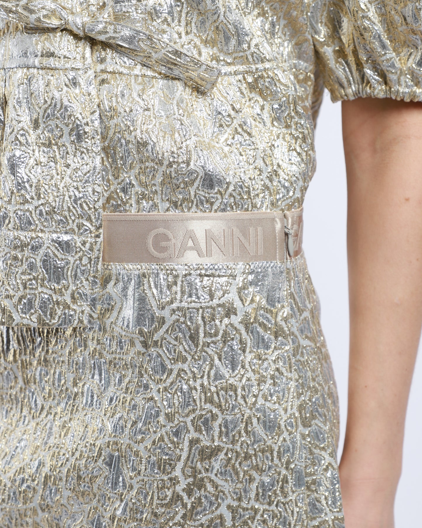 Metallic Cloque Mini Skirt