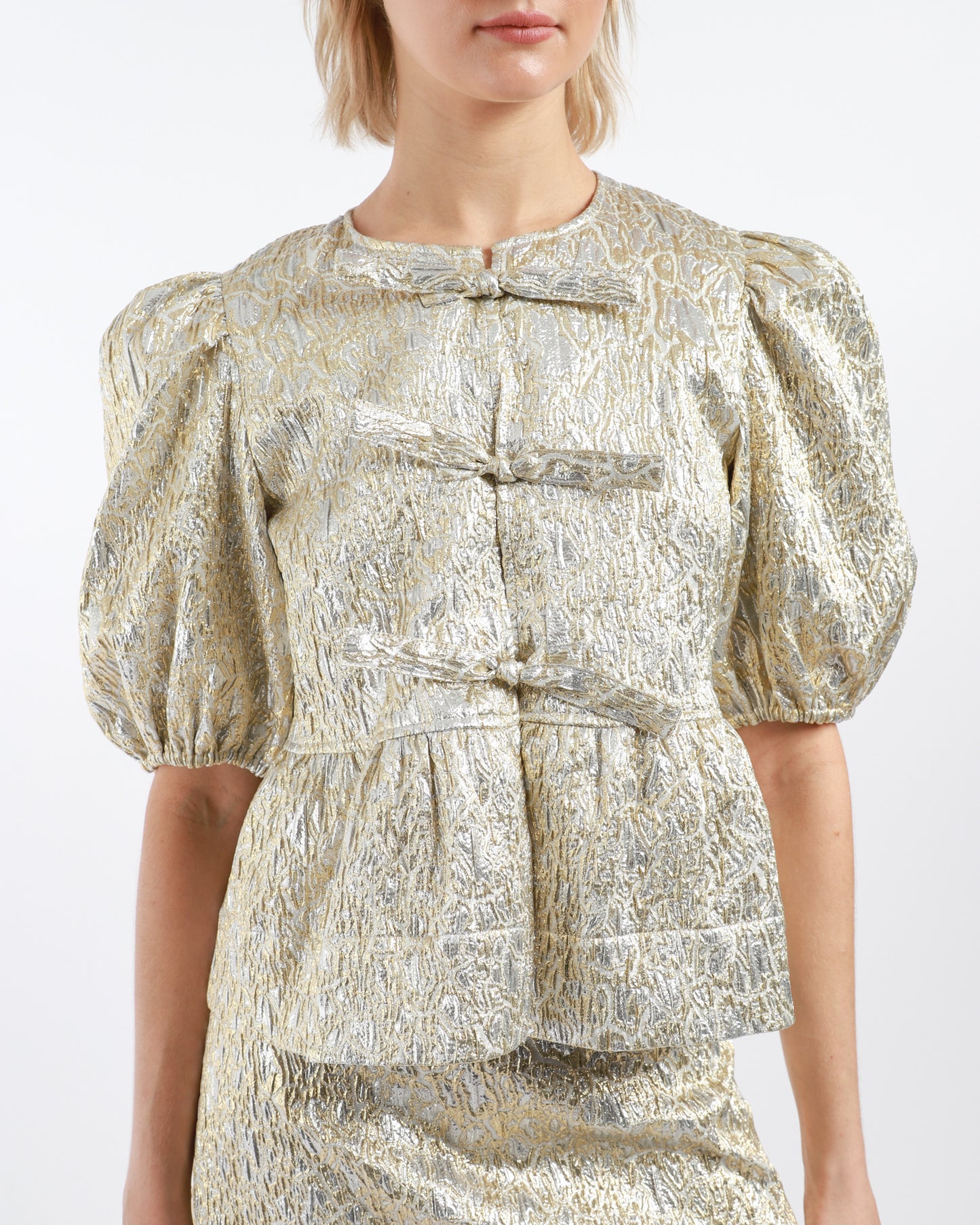 Metallic Peplum Blouse