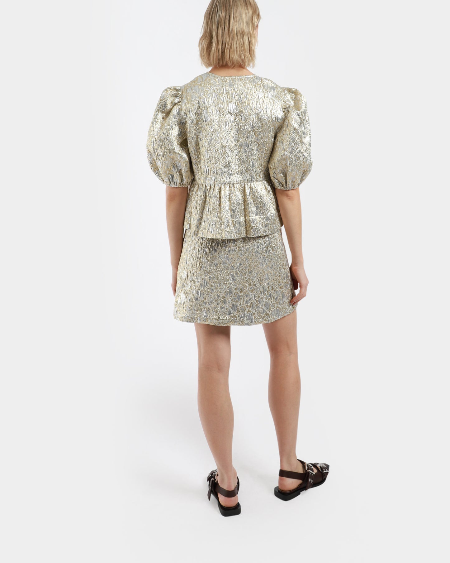 Metallic Peplum Blouse