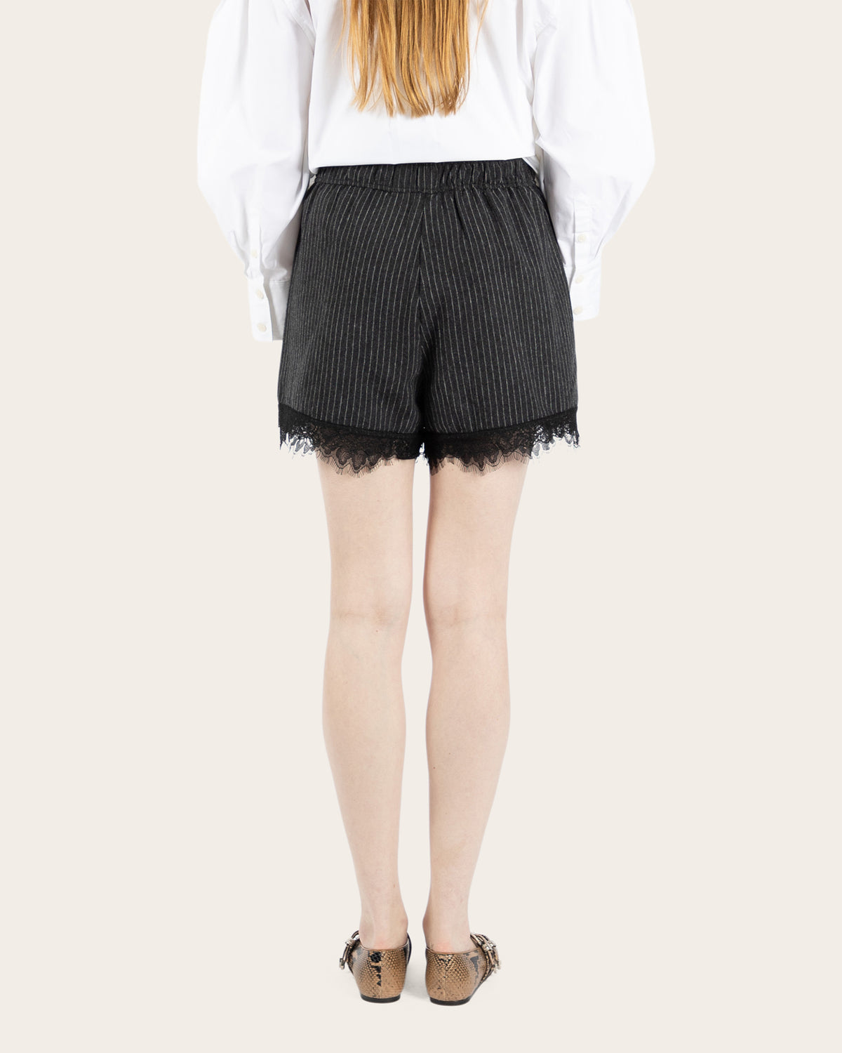 Pinstripe Flannel Lace Shorts
