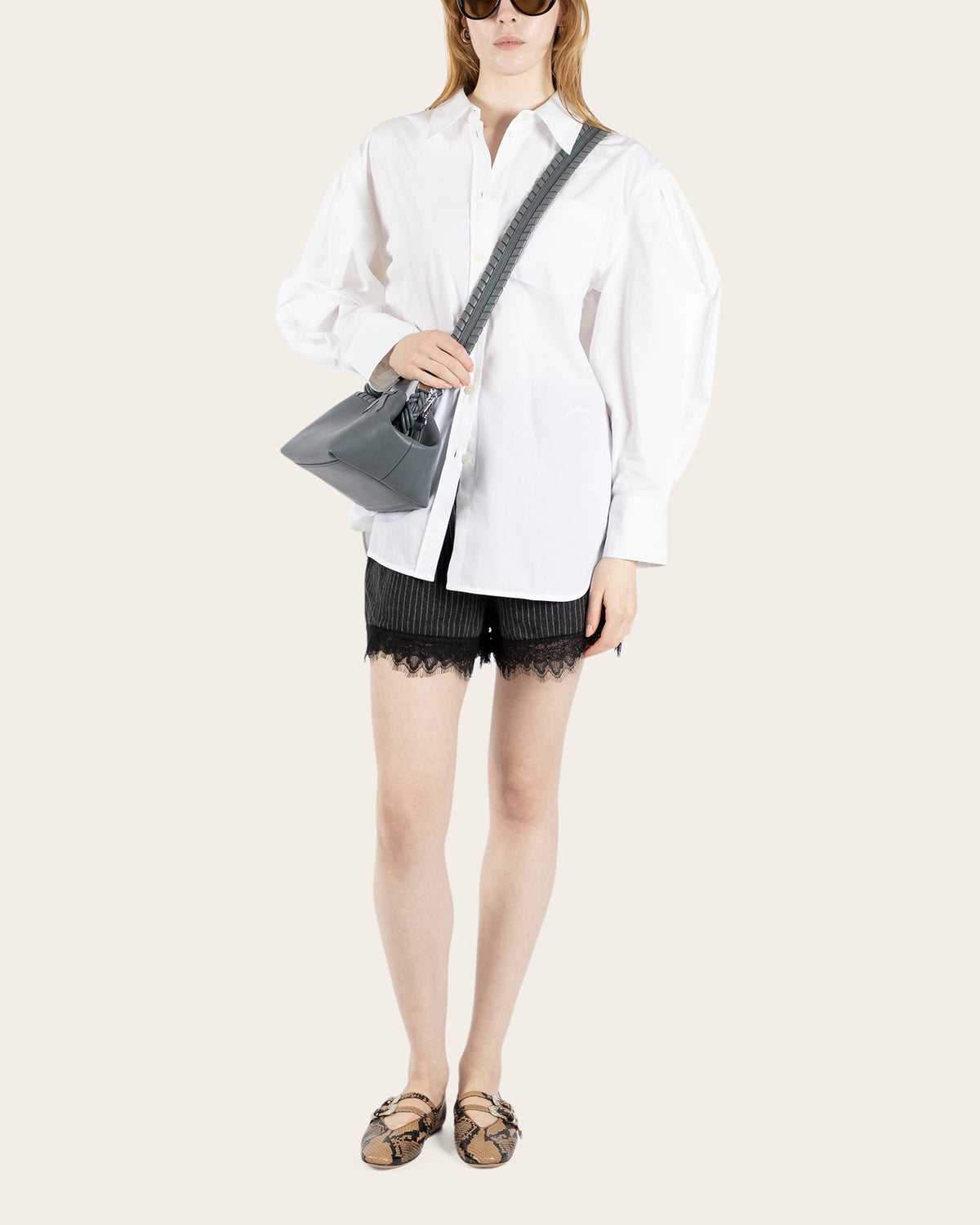 Poplin Pleated Sleeve Shirt