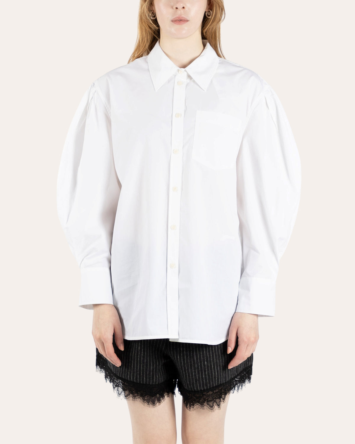 Poplin Pleated Sleeve Shirt