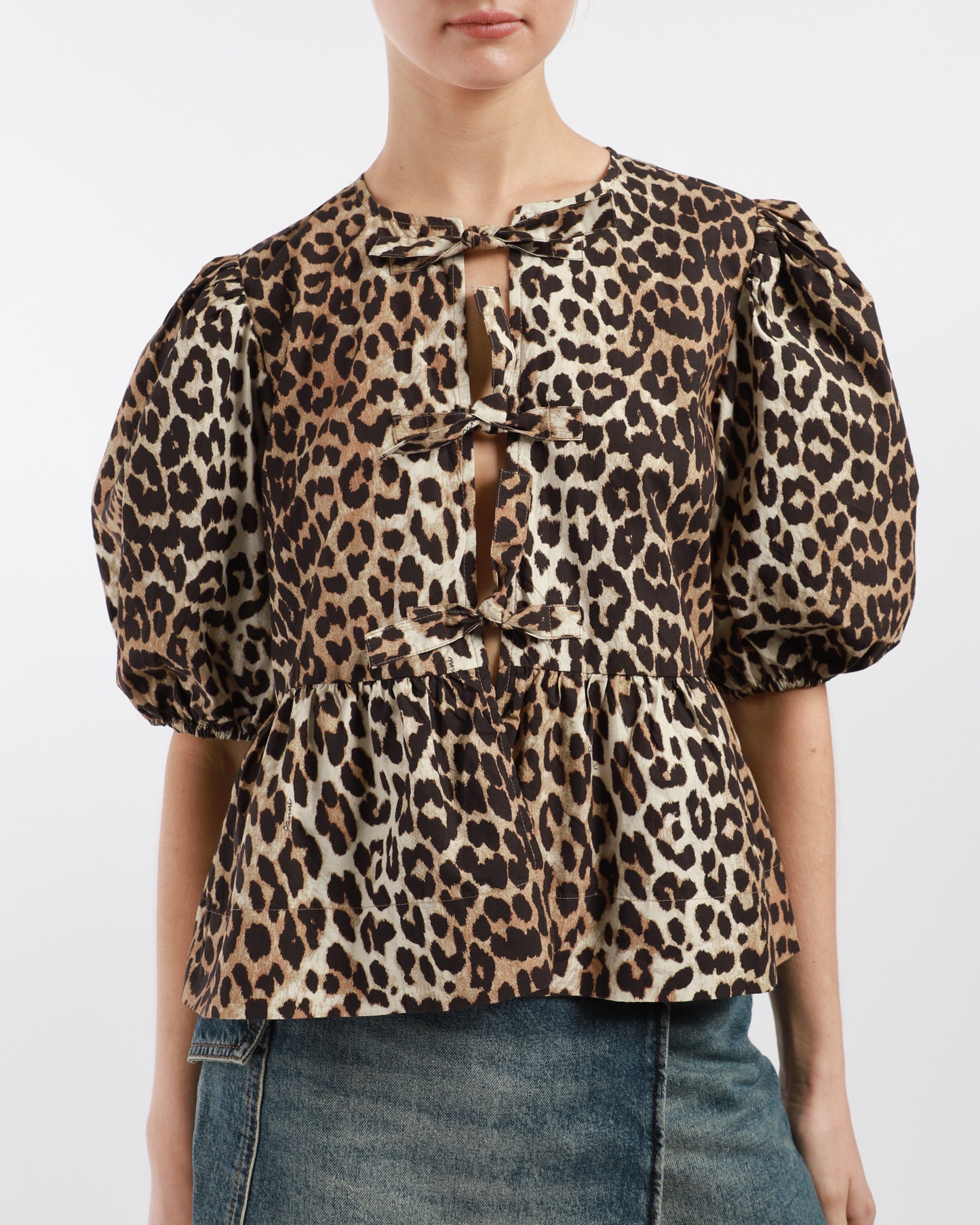 Printed Cotton Peplum Blouse