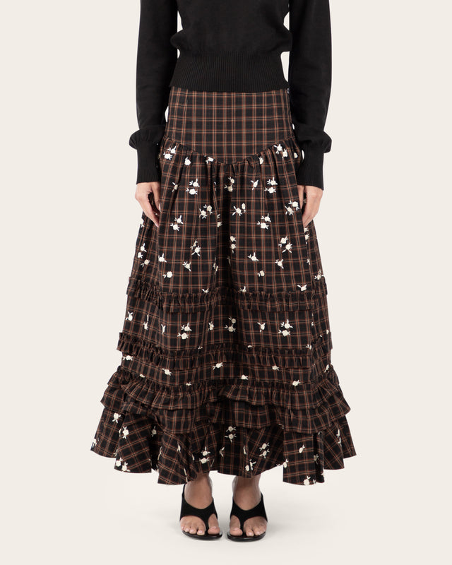 Printed Check Skirt