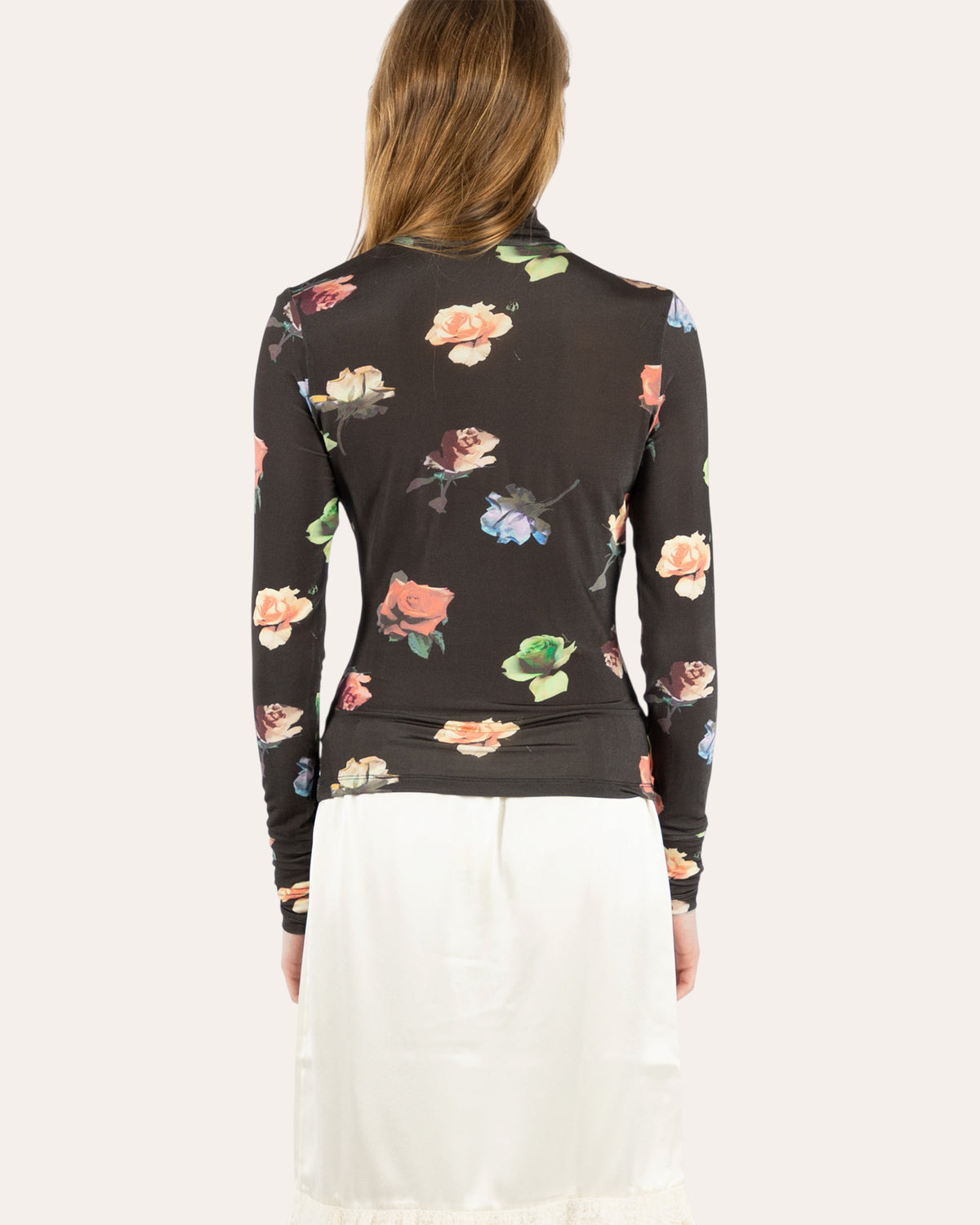 Printed Jersey Turtleneck