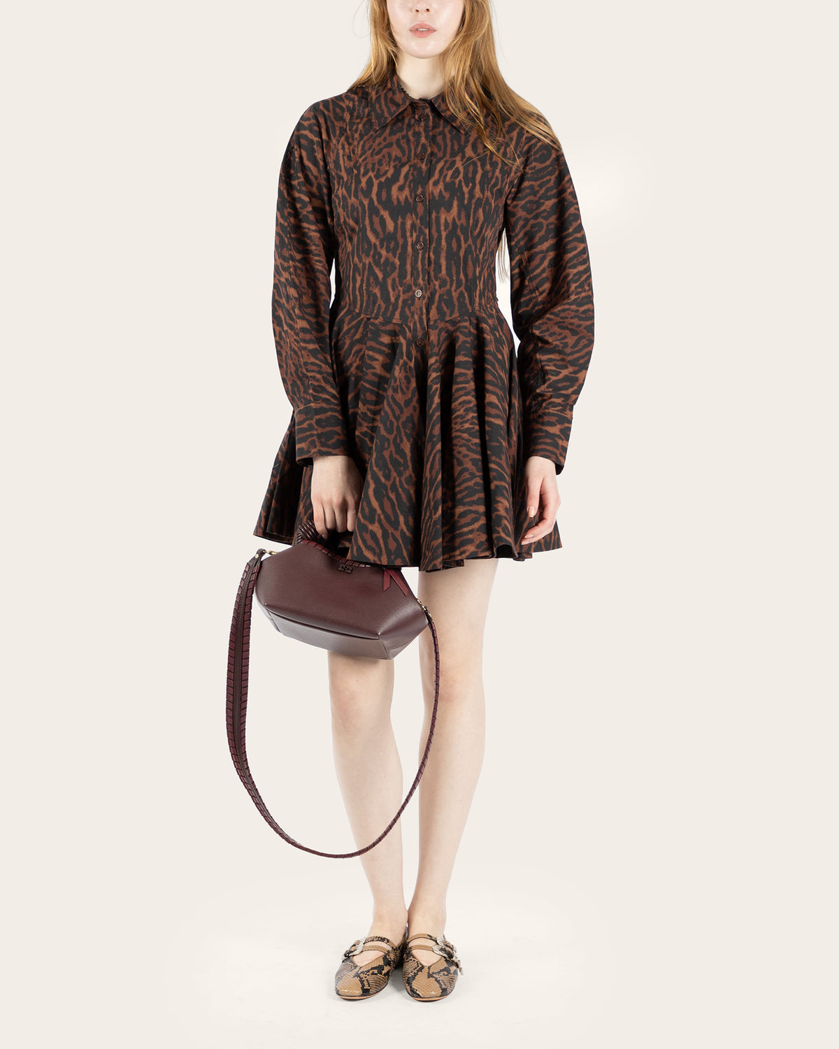 Printed Peplum Mini Dress